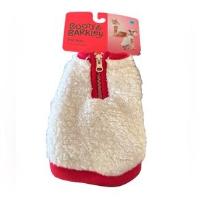 Boots & Barkley Fluffy White and Red Pet Vest xs